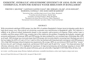 Energetic, hydraulic, and economic efficiency of axial flow and centrifugal pumps for surface water irrigation in Bangladesh