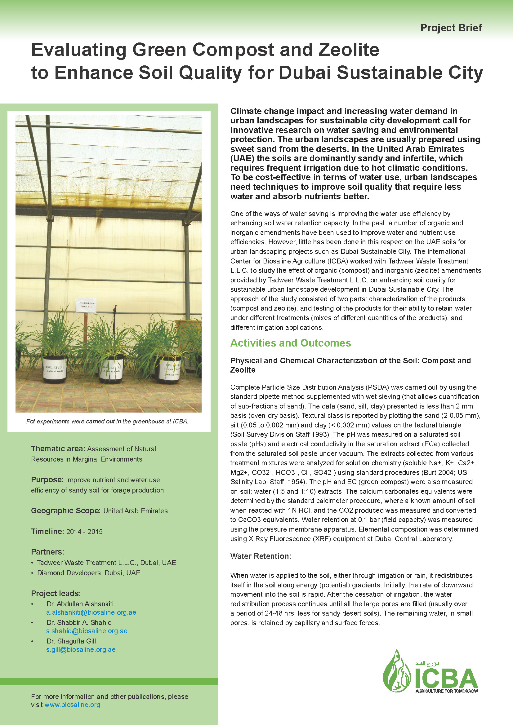 Evaluating Green Compost and Zeolite to Enhance Soil Quality for Dubai Sustainable City