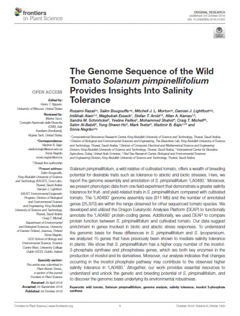 The Genome Sequence of the Wild Tomato Solanum pimpinellifolium ...