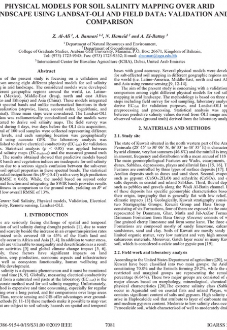 Physical models for soil salinity mapping over arid landscape using ...