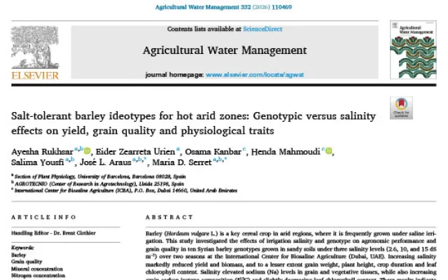 Salt-tolerant barley ideotypes for hot arid zones: Genotypic versus salinity effects on yield, grain quality and physiological traits