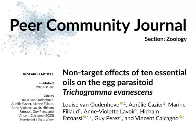 Non-target effects of ten essential oils on the egg parasitoid Trichogramma evanescens
