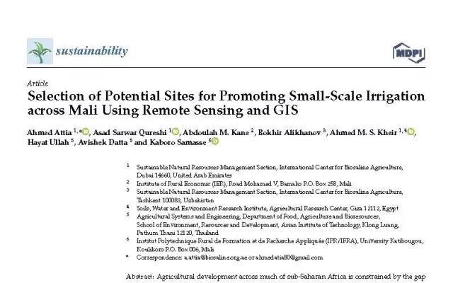 Selection of Potential Sites for Promoting Small-Scale Irrigation across Mali Using Remote Sensing and GIS