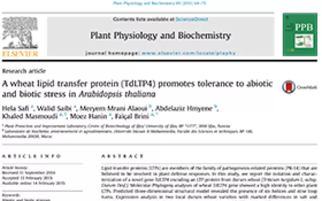 A wheat lipid transfer protein (TdLTP4) promotes tolerance to abiotic and biotic stress in Arabidopsis thaliana