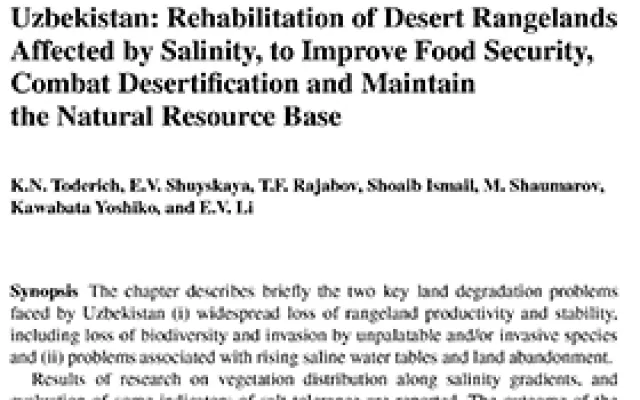 Rehabilitation of Desert Rangelands Affected by Salinity, to Improve Food Security, Combat Desertication and Maintain the Natural Resource Base