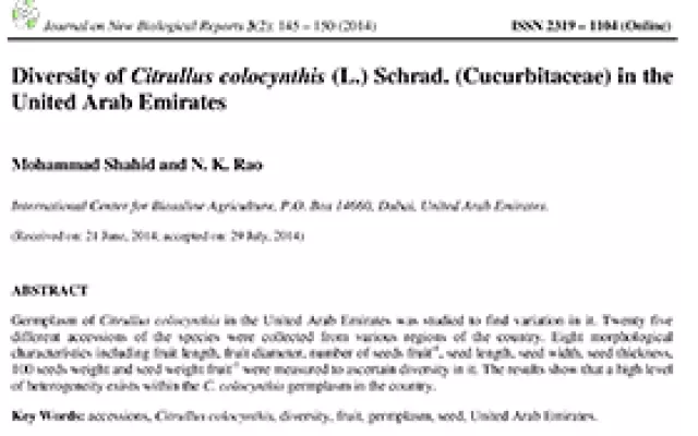 Diversity of Citrullus colocynthis (L.) Schrad. (Cucurbitaceae) in the United Arab Emirates