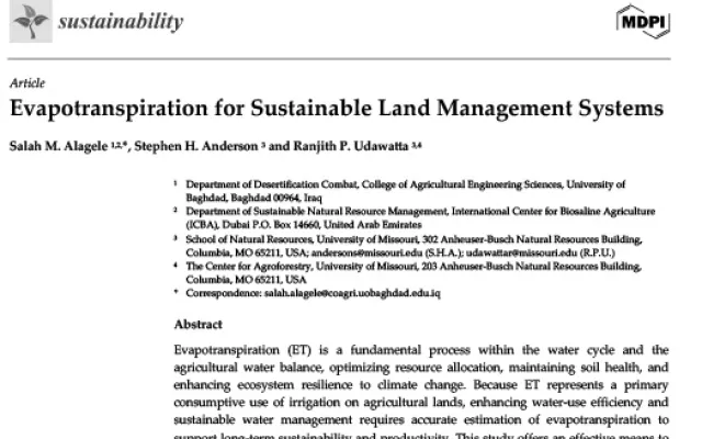Evapotranspiration for Sustainable Land Management Systems