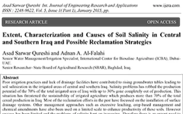Extent, Characterization and Causes of Soil Salinity in Central and Southern Iraq and Possible Reclamation Strategies