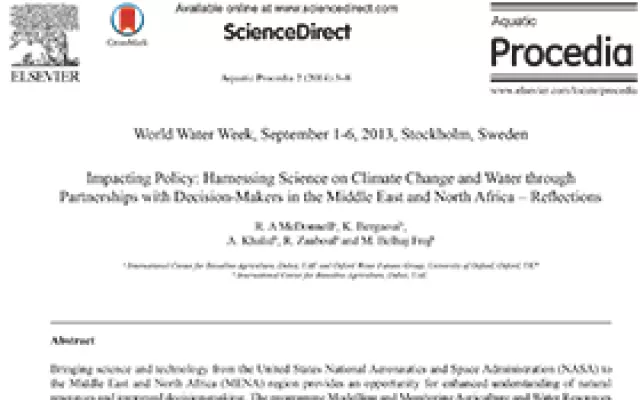 Impacting policy: harnessing science on climate change and water through partnerships with decision-makers in the Middle East and North Africa - Reflections