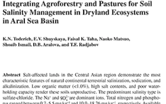 Integrating Agroforestry and Pastures for Soil Salinity Management in Dryland Ecosystems in Aral Sea Basin
