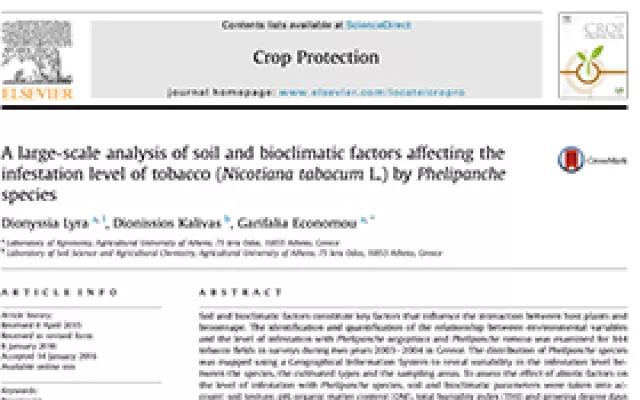 A large-scale analysis of soil and bioclimatic factors affecting the infestation level of tobacco (Nicotiana tabacum L.) by Phelipanche species