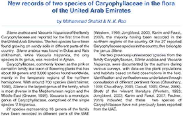 New records of two species of Caryophyllaceae in the flora of the United Arab Emirates
