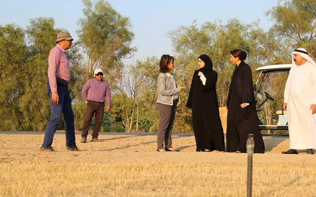 H.E. Mariam Almheiri and H.E. Sarah Al Amiri toured ICBA’s research facilities accompanied by Professor Abdulrahman Sultan Alsharhan, Chairman of ICBA’s Board of Directors, Dr. Ismahane Elouafi, ICBA’s Director General, and Ms. Seta Tutundjian, Director of Partnerships and Knowledge Management Division.
