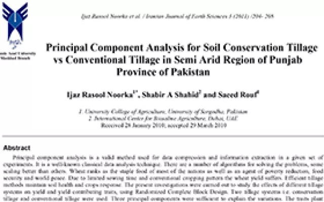 Principal Component Analysis for Soil Conservation Tillage vs Conventional Tillage in Semi Arid Region of Punjab Province of Pakistan