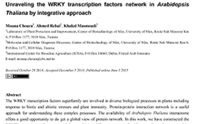 Unraveling the WRKY transcription factors network in Arabidopsis Thaliana by integrative approach