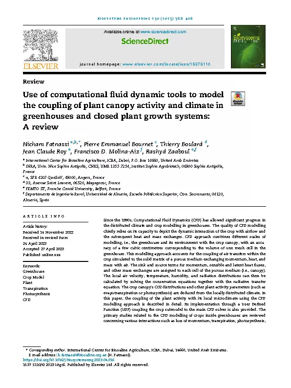Use of computational fluid dynamic tools to model the coupling of plant canopy activity and climate in greenhouses and closed plant growth systems: A review