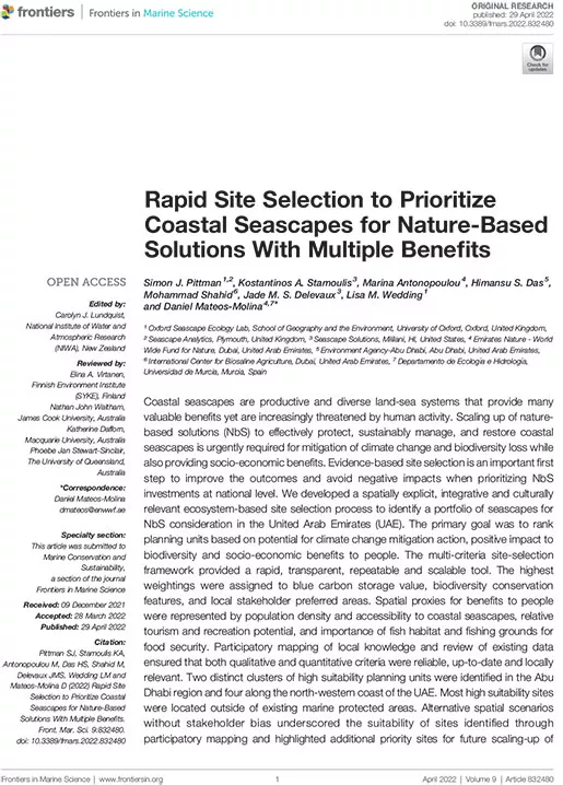 Rapid Site Selection to Prioritize Coastal Seascapes for Nature-Based Solutions With Multiple Benefits