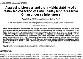Assessing biomass and grain yield stability of a restricted collection of Batini barley landraces from Oman under salinity stress