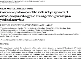 Comparative performance of the stable isotope signatures of carbon, nitrogen and oxygen in assessing early vigour and grain yield in durum wheat