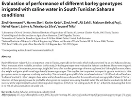Evaluation of performance of different barley genotypes irrigated with saline water in South Tunisian Saharan conditions