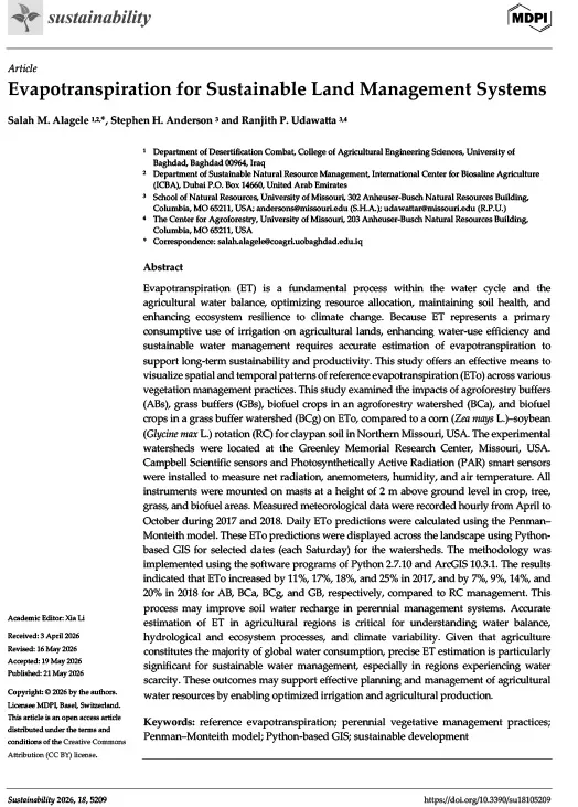 Evapotranspiration for Sustainable Land Management Systems