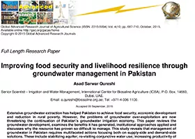 Improving food security and livelihood resilience through groundwater management in Pakistan