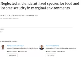 Neglected and underutilized species for food and income security in marginal environments