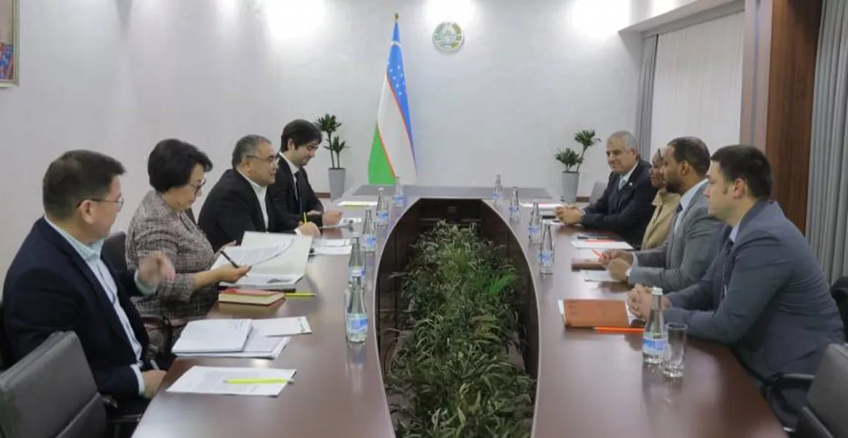 During a partnership-building mission to Uzbekistan, ICBA’s senior delegation, including Dr. Tarifa Alzaabi, Director General; Dr. Charbel Tarraf, Chief Operations and Development; and Dr. Aziz Karimov, Head of ICBA’s Regional Office for Central Asia and South Caucasus, held a series of meetings with senior government officials and other partners to discuss ways to expand existing collaborations. The delegation was accompanied by H.E. Mohammad AlDaheri, Head of Economic, Political, and Media Affairs Section