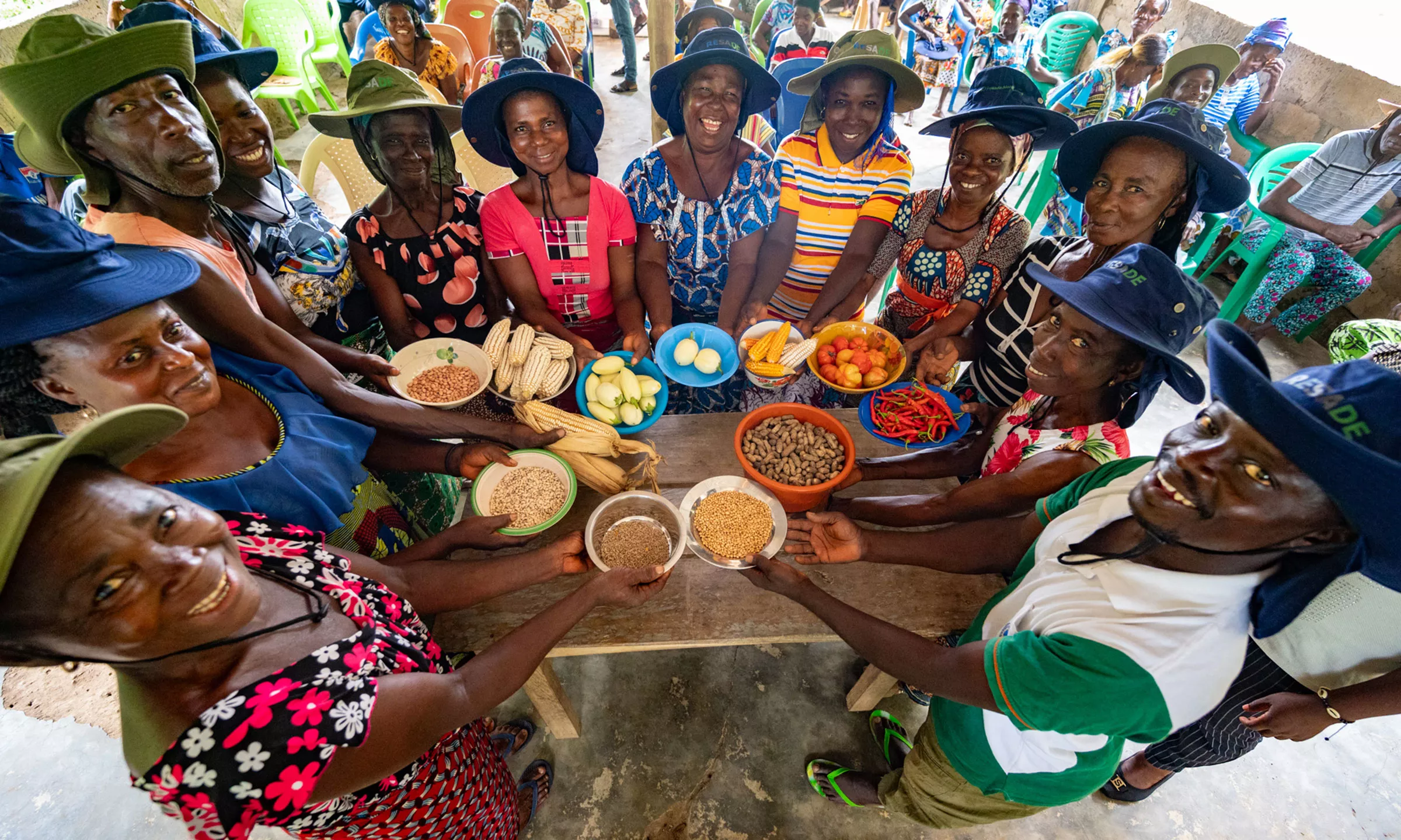 Assorted food and seeds to be used in community seedbank RESADE beneficiaries at village of Kéké-kopé, Togo. 