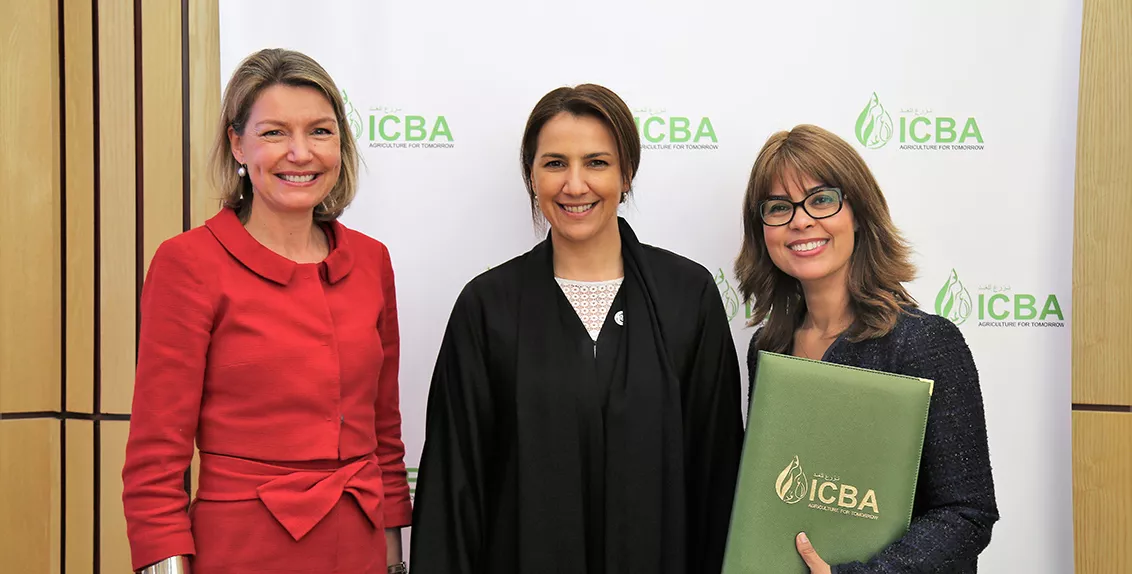 Building on nearly 15 years of strategic collaboration, ICBA and IFAD signed a memorandum of understanding (MoU) to this effect in the presence of Her Excellency Mariam bint Mohammed Almheiri, UAE Minister of State for Future Food Security, at ICBA’s headquarters in Dubai.