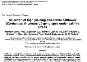Selection of high yielding and stable safflower (Carthamus tinctorius L.) genotypes under salinity stress